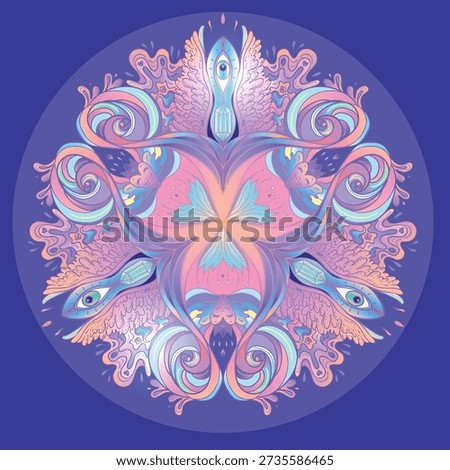 Sacred geometry symbol with all seeing eye in acid colors. Mystic, alchemy, occult concept. Design for indie music cover, t-shirt print, psychedelic poster, flyer. -1-1