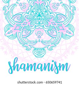 Sacred geometry symbol. Design for indie music album cover, t-shirt print, boho poster, flyer. Astrology, shamanism, religion.
