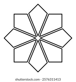 Sacred geometry symbol element ornament Snowflake contour outline line icon black color vector illustration image thin flat style