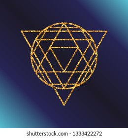Sacred geometry symbol with gold glitter effect. Alchemy, religion, philosophy, astrology and spirituality themes. Vector illustration for posters, websites, engraving and much more.