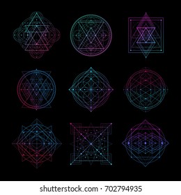 Sacred Geometry Symbol With Gradient Color Vector Illustration