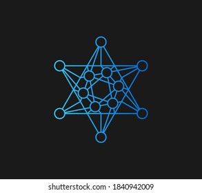 Sacred geometry symbol logo. Hipster, abstract, alchemy, spiritual, mystic, technology sign vector design template formed by triangles.    