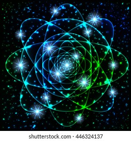 Sacred geometry symbol. Mandala mystery element. Used for space, universe, big bang, alchemy, religion, philosophy, astrology, science, physics, chemistry and spirituality themes.