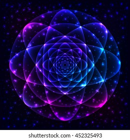 Sacred geometry symbol. Mandala mystery element. Used for space, universe, big bang, alchemy, religion, philosophy, astrology, science, physics, chemistry and spirituality themes.