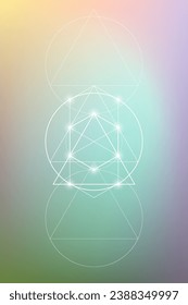 Sacred geometry symbol on colorful background. Geometric alchemy, occult, philosophical sign. For music album cover, poster, sacramental design. Astrology and religion concept.