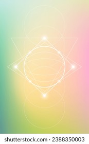 Sacred geometry symbol on colorful background. Geometric alchemy, occult, philosophical sign. For music album cover, poster, sacramental design. Astrology and religion concept.