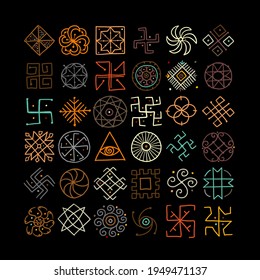 Sacred geometry, symbol set. Alchemy, religion, philosophy, spirituality. Hand drawn sketch for your design