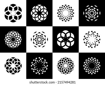 Sacred Geometry symbol set Geometric logo design Fractal Design Flower of Life Vector Illustration