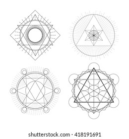 Sacred geometry symbol set. Vector illustration.