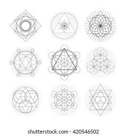 Sacred Geometry Signs Set Symbols Elements Stock Vector (Royalty Free ...