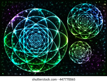 Sacred geometry symbol. Used for space, universe, big bang, alchemy, religion, philosophy, astrology, science, physics, chemistry and spirituality themes.