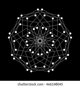 Sacred geometry symbol. Vector alchemy mystical amulet on black background. Hipster design element.
