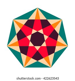 Sacred geometry symbol in vector. Arabic pattern background
