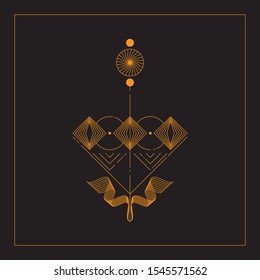 Sacred Geometry Symbolic Artwork Line Art Style