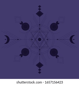 Sacred geometry symbols. Abstract mystical signs. Vector illustration useful for tarot card backs, tattoos, posters and magical objects.