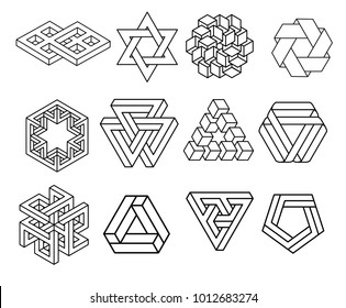 Sacred geometry symbols collection. hipster, abstract, alchemy, spiritual mystic elements set