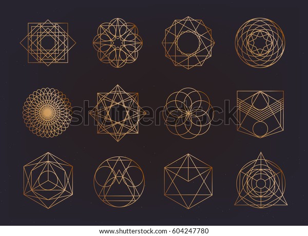 Sacred geometry symbols\
collection. hipster, abstract, alchemy, spiritual, mystic elements\
set.    