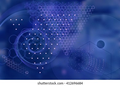 Sacred geometry symbols and elements background. Matter, space and time. Science of the Universe. Science scheme. Sacred scheme.