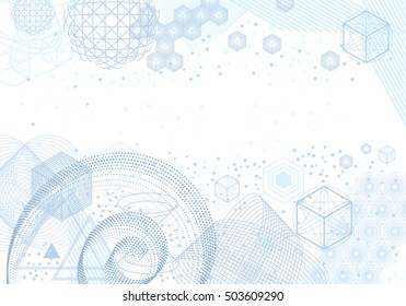 Sacred geometry symbols and elements background. Cosmic, universe, big bang, alchemy, religion, philosophy, astrology, science, physics, chemistry and spirituality themes. Magic sacred signs.