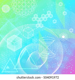 Sacred Geometry Symbols Elements Background Cosmic Stock Vector ...