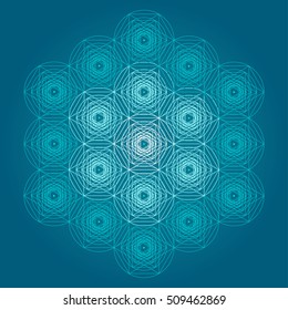 Sacred geometry symbols and elements background. Cosmic, universe, big bang, alchemy, religion, philosophy, astrology, science, physics, chemistry and spirituality themes. Matter, space, time.