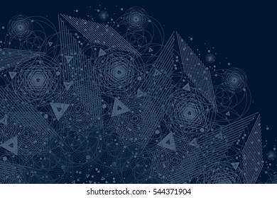 Sacred geometry symbols and elements background. Cosmic, universe, big bang, alchemy, religion, philosophy, astrology, science, physics, chemistry and spirituality themes.