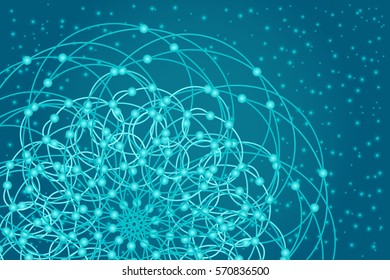 Sacred geometry symbols and elements background. Cosmic, universe, big bang, alchemy, religion, philosophy, astrology, science, physics, chemistry and spirituality themes. Mandala illustration.