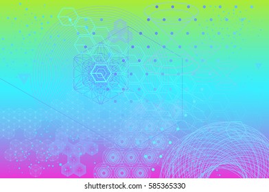 Sacred geometry symbols and elements background. Cosmic, universe, bing bang, alchemy, religion, philosophy, astrology, science, physics, chemistry and spirituality themes