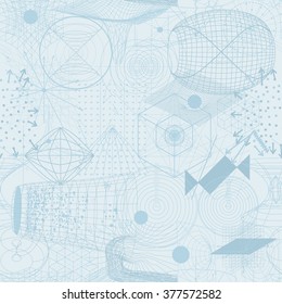 Sacred geometry symbols and elements wallpaper seamless pattern. Textile design, abstract texture, surface pattern. Alchemy, religion, philosophy, astrology and spirituality themes