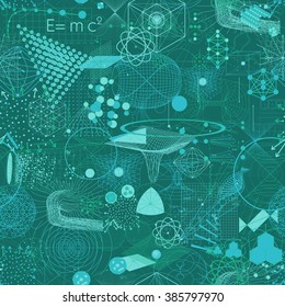 Sacred geometry symbols and elements wallpaper seamless pattern. Textile design, abstract texture, surface pattern. Alchemy, religion, philosophy, astrology and spirituality themes