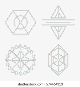 Sacred geometry symbols retro 3D style