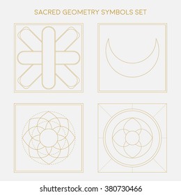 Sacred geometry symbols set. Vector illustration