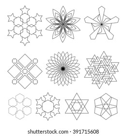 Sacred geometry symbols set in vector. Arabic pattern background