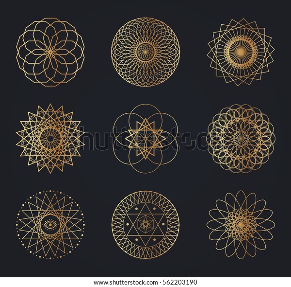 Sacred Geometry Symbols Set Vector Design Stock Vector (Royalty Free) 562203190 | Shutterstock