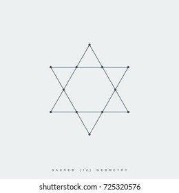 sacred geometry. thin line david star symbol. outline magen david sign. esoteric or spiritual symbol. isolated on white background. vector illustration