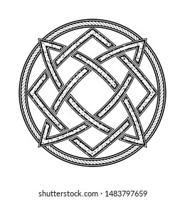 Sacred geometry. Traditional symbol of the Vikings. Ancient sign of eternal life. Scandinavian grange style. Black Nordic tattoo. Celtic cross. Culture of Celts.