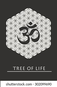 Sacred geometry - tree of life - flower of life - yantra - om, mantra, stock vector