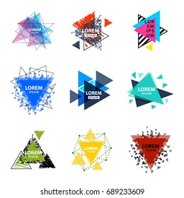 Sacred geometry triangle abstract logo figures elements mystic polygon creative triangulum vector illustration