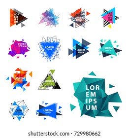 Sacred geometry triangle abstract logo figures elements mystic polygon creative triangulum vector illustration