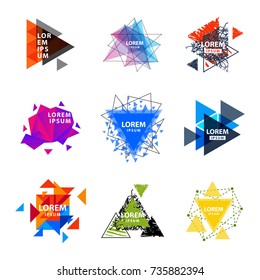 Sacred geometry triangle abstract logo figures elements mystic polygon creative triangulum vector illustration