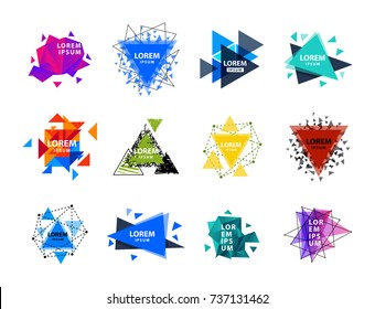 Sacred geometry triangle abstract logo figures elements mystic polygon creative triangulum vector illustration