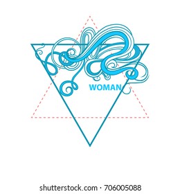 Sacred Geometry. Triangle. The feminine principle. The symbol of water. Blue. Star of David. Vector graphics.