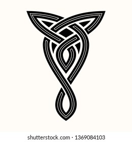 Sacred geometry. Trinity. Elements of the nature. Amulet of Celts. Sign of Vikings. Sun symbol. Ancient sign of eternal life. Scandinavian style. Triskelion. Triskele. Valknut. Black Nordic tattoo. 