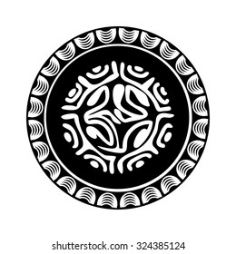 Sacred geometry - turtle - pattern - use to design and tattoo. Maori style. On black background.