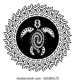 Sacred geometry - turtle - use to design and tattoo. Maori style pattern.