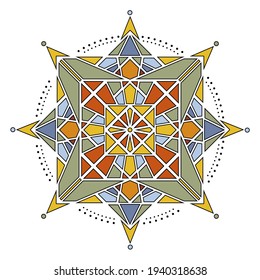 Sacred geometry. Vector color geometric mandala. Geometric shapes. Vector illustration