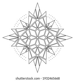 Sacred geometry. Vector coloring book with geometric mandala. Geometric shapes. Vector illustration.