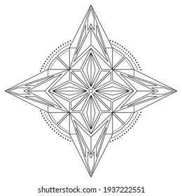  Geometría sagrada. Libro de coloración vectorial con mandala geométrica. Formas geométricas. Ilustración del vector