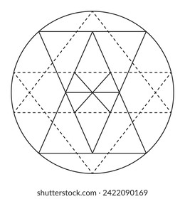 Elemento de diseño vectorial de geometría sagrada. Alquimia, religión, filosofía, espiritualidad, símbolos y elementos hipster. Ilustración del vector