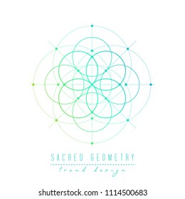 Sacred geometry vector design elements. Alchemy, religion, philosophy, spirituality, symbols and elements. Gradient line on a white background.